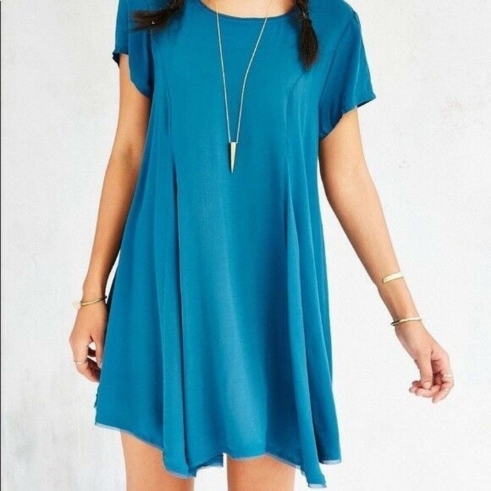 Silence + Noise Raw Hem Riley Trapeze Shirt Dress